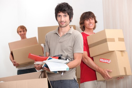 Professional packing materials and neatly labelled boxes in a West Kensington home move