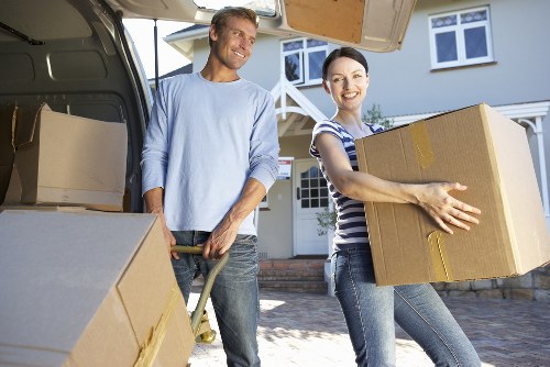 Packed moving van ready for a flat relocation in West Kensington