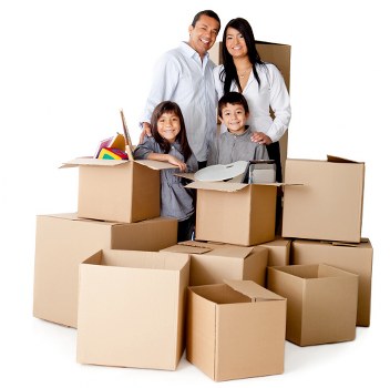 Business relocation planning with boxes and furniture in a West Kensington property